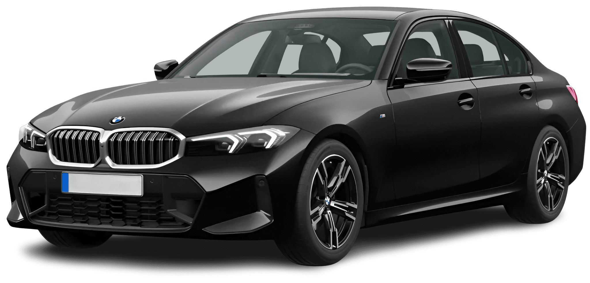 Schräge Frontansicht auf einen BMW 3er-Reihe, freigestellt