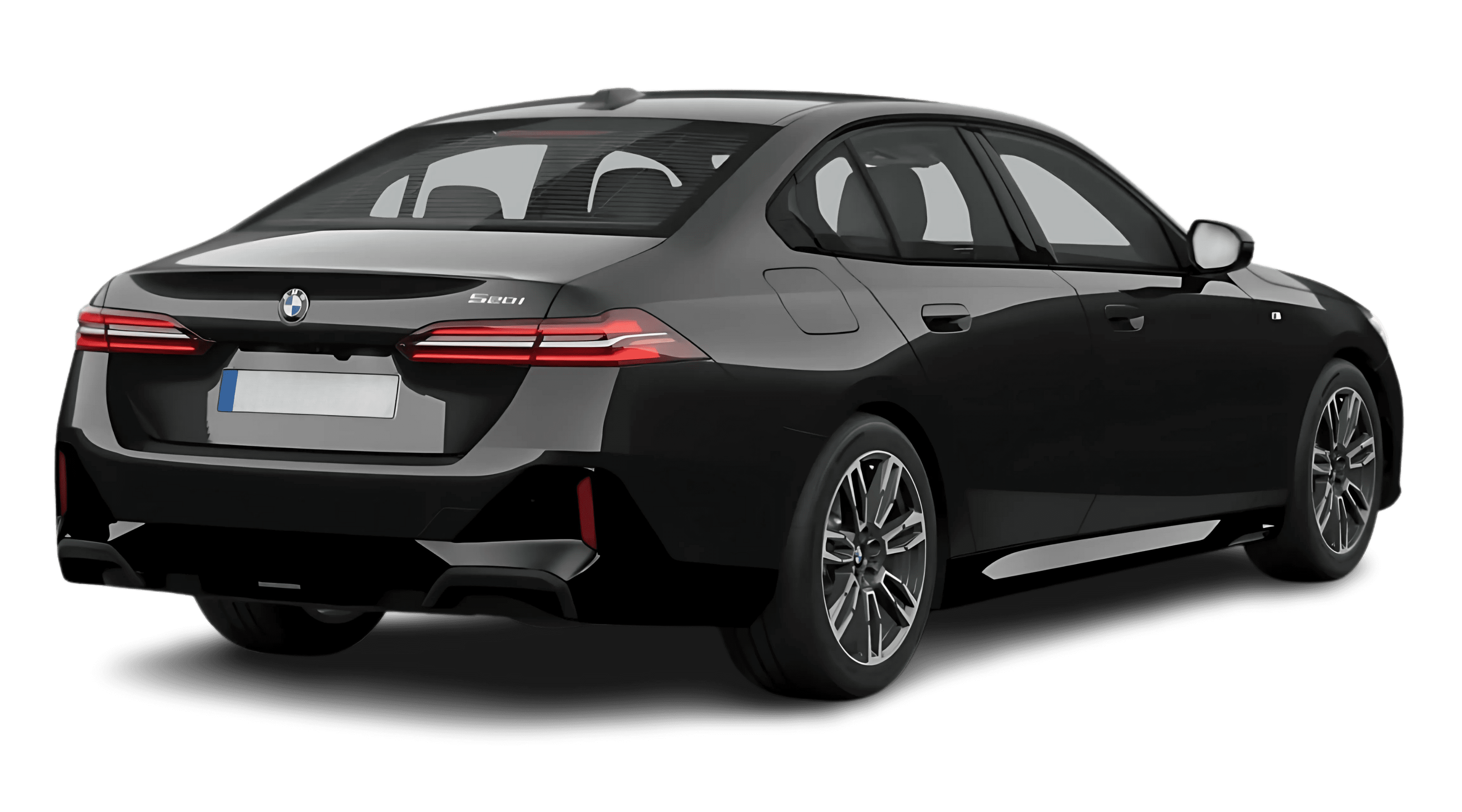 Schräge Heckansicht auf einen BMW 5er-Reihe, freigestellt