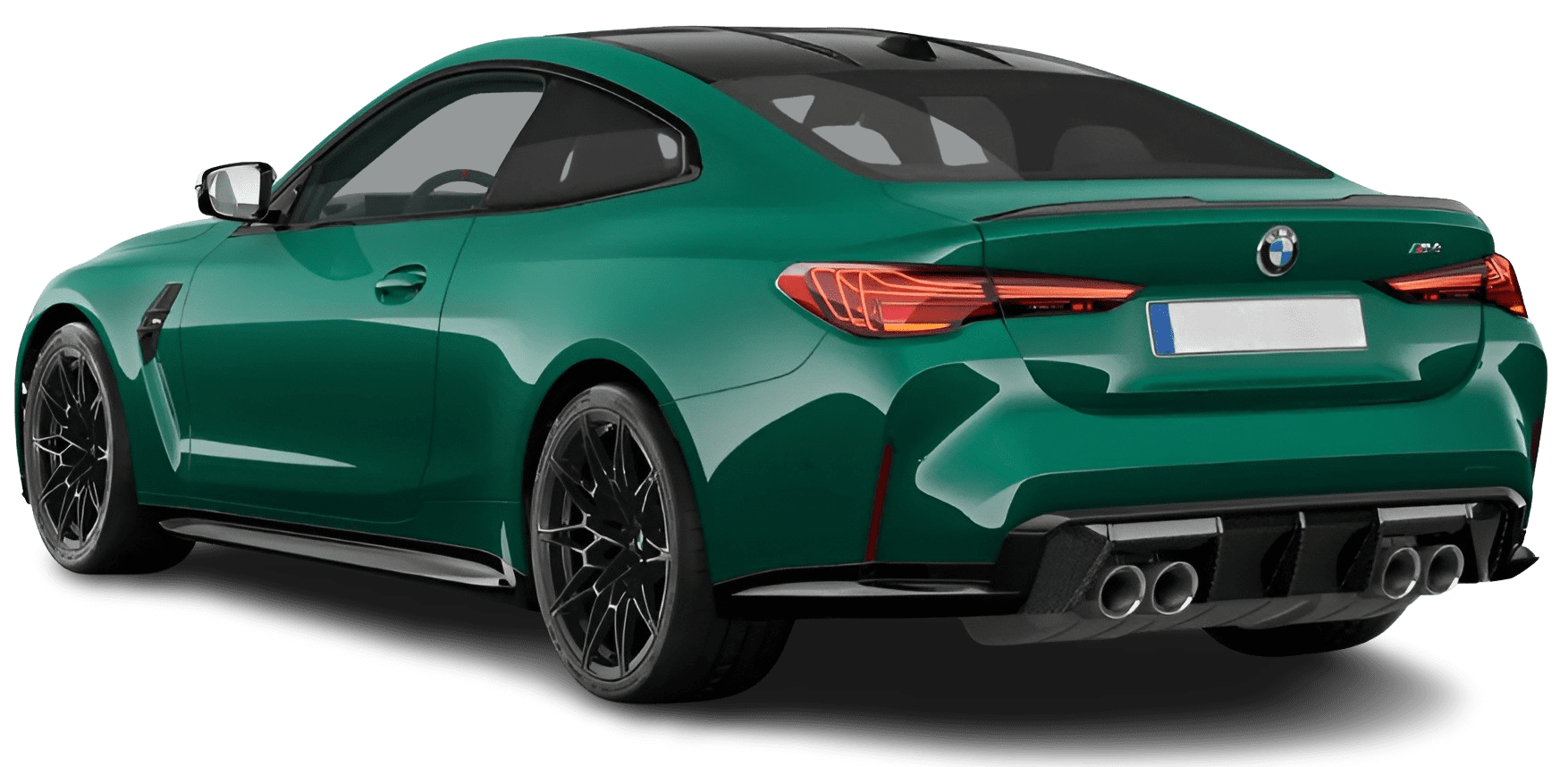 Schräge Heckansicht auf einen BMW 4er-Reihe, freigestellt