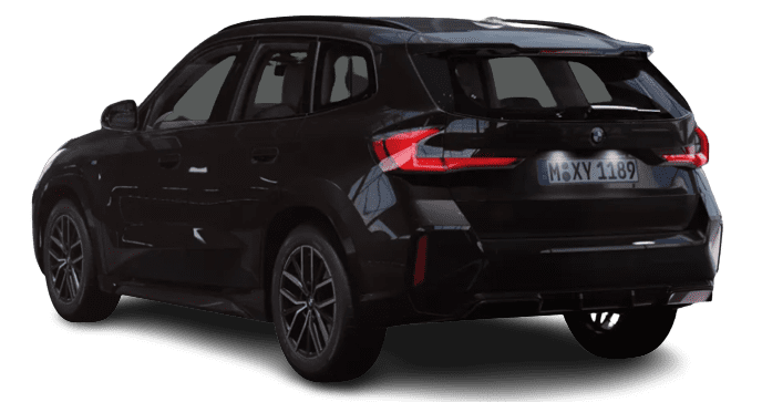 Schräge Heckansicht auf einen BMW X1, freigestellt