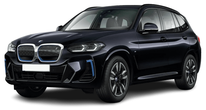 Schräge Frontansicht eines BMW ix3, freigestellt
