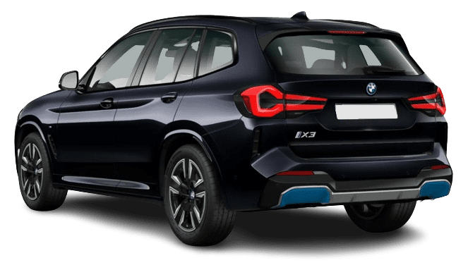 Schräge Heckansicht eines BMW ix3, freigestellt