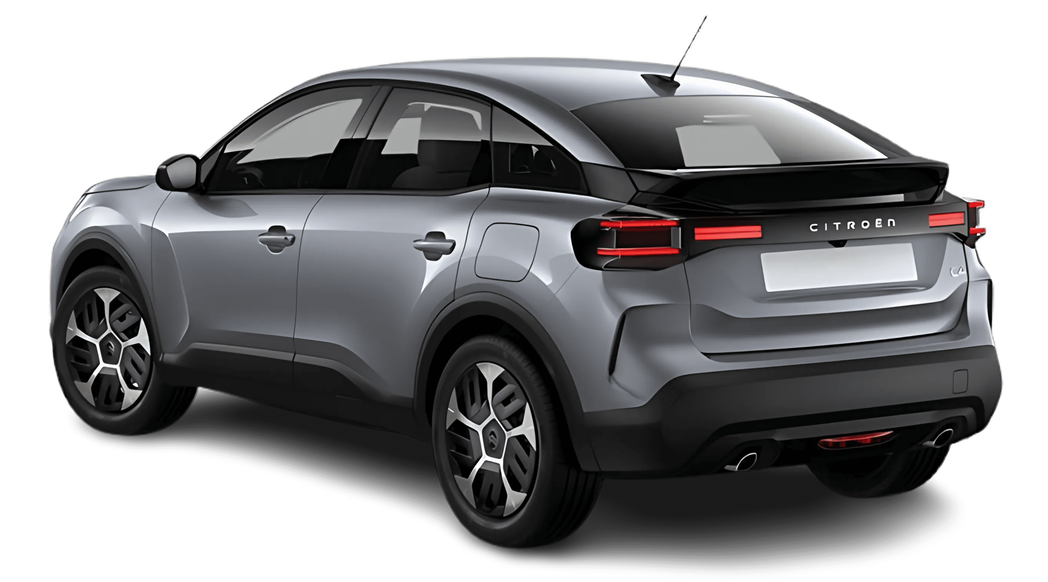 Schräge Heckansicht auf einen Citroën C4, freigestellt
