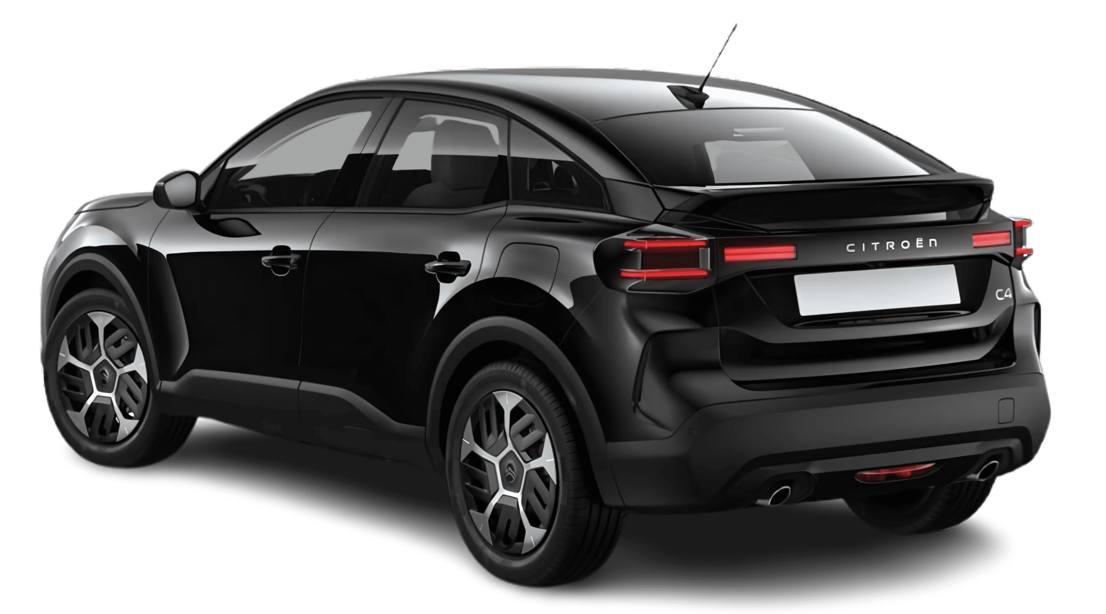 Schräge Heckansicht auf einen Citroën C4, freigestellt