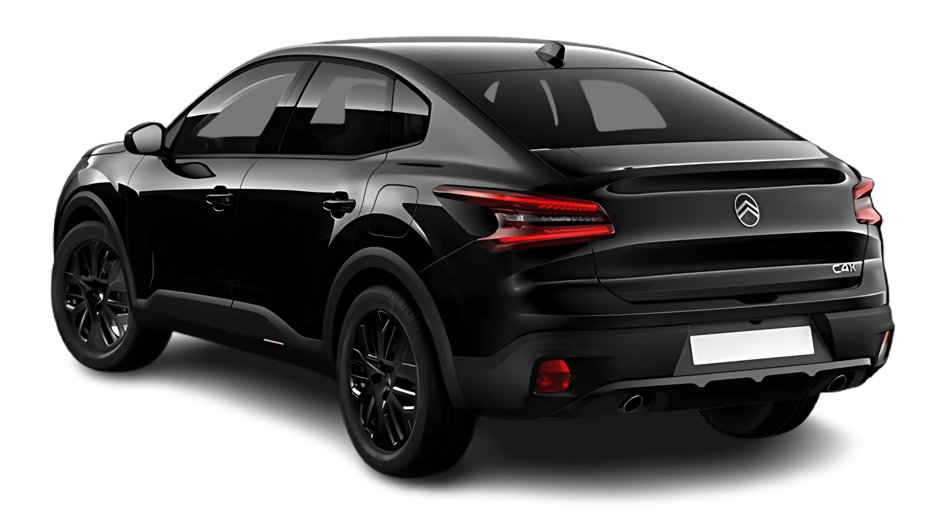 Schräge Heckansicht auf einen Citroën C4 X, freigestellt