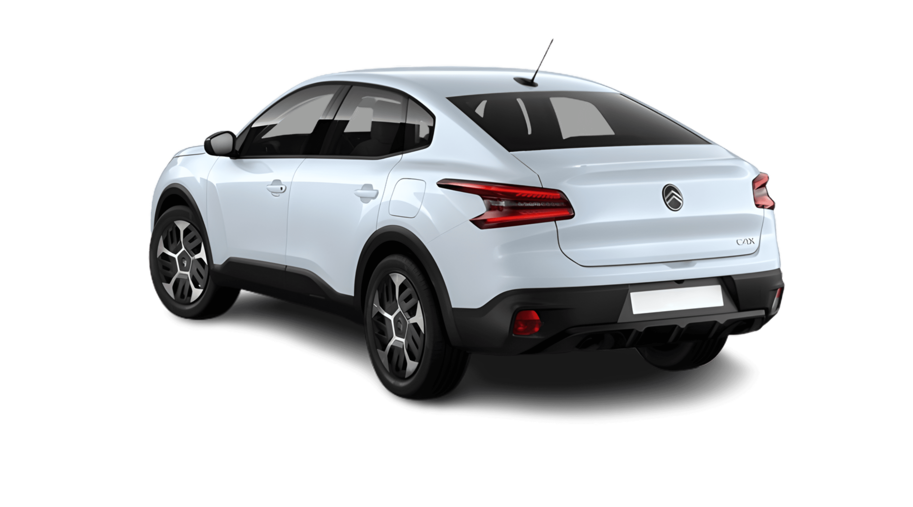 Schräge Heckansicht auf einen Citroën C4 X, freigestellt