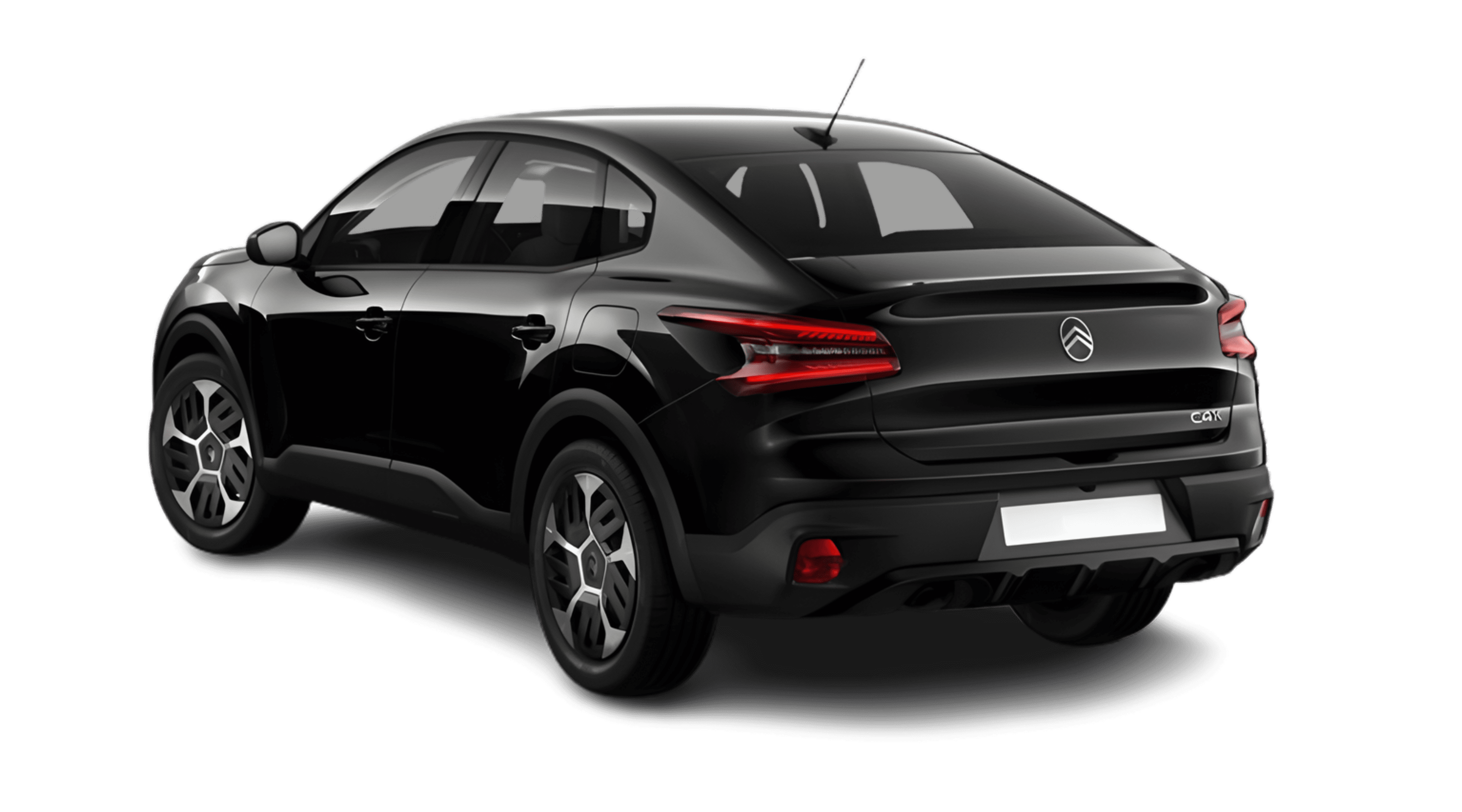 Schräge Heckansicht auf einen Citroën C4 X, freigestellt
