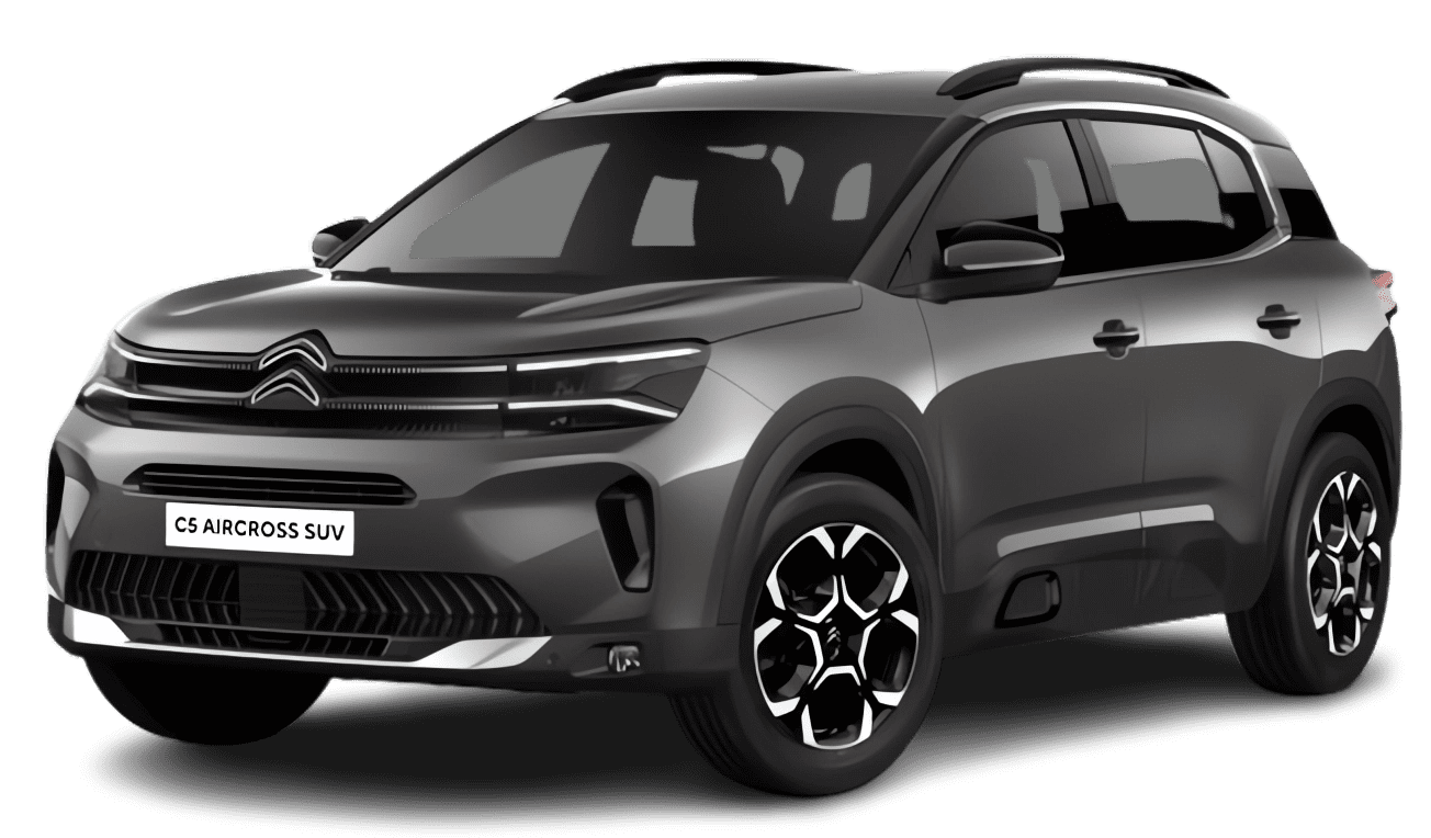 Schräge Frontansicht auf einen Citroën C5 Aircross, freigestellt
