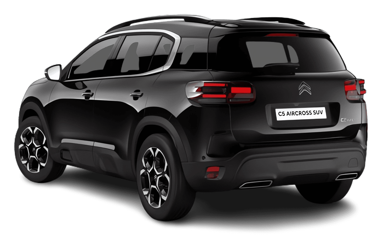 Schräge Heckansicht auf einen Citroën C5 Aircross, freigestellt