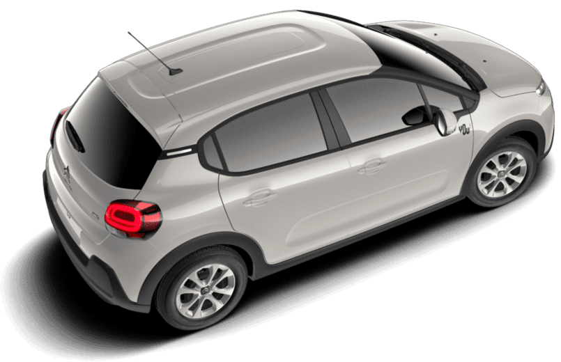 Heckansicht auf einen Citroën C3