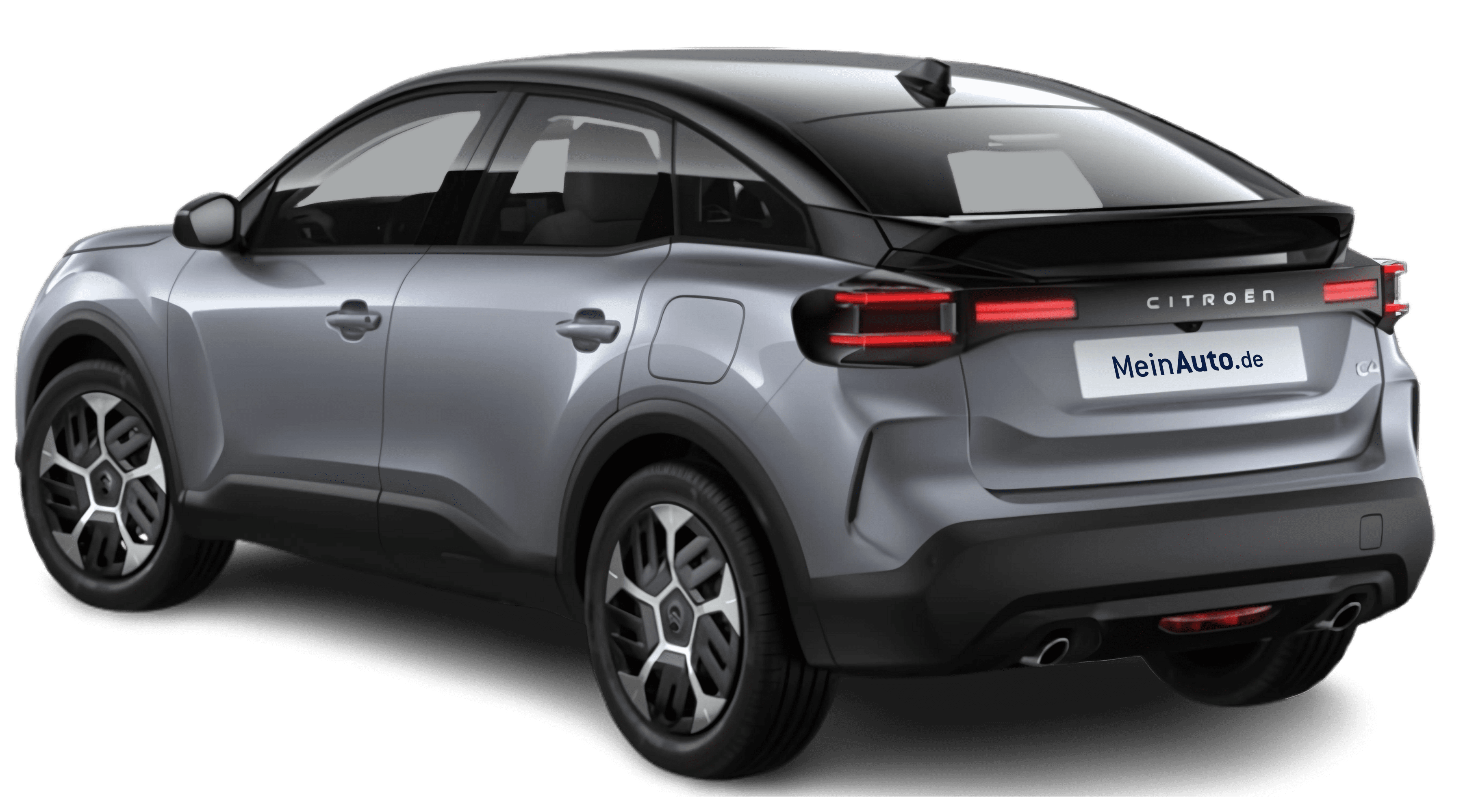 Schräge Heckansicht auf einen Citroën C4, freigestellt