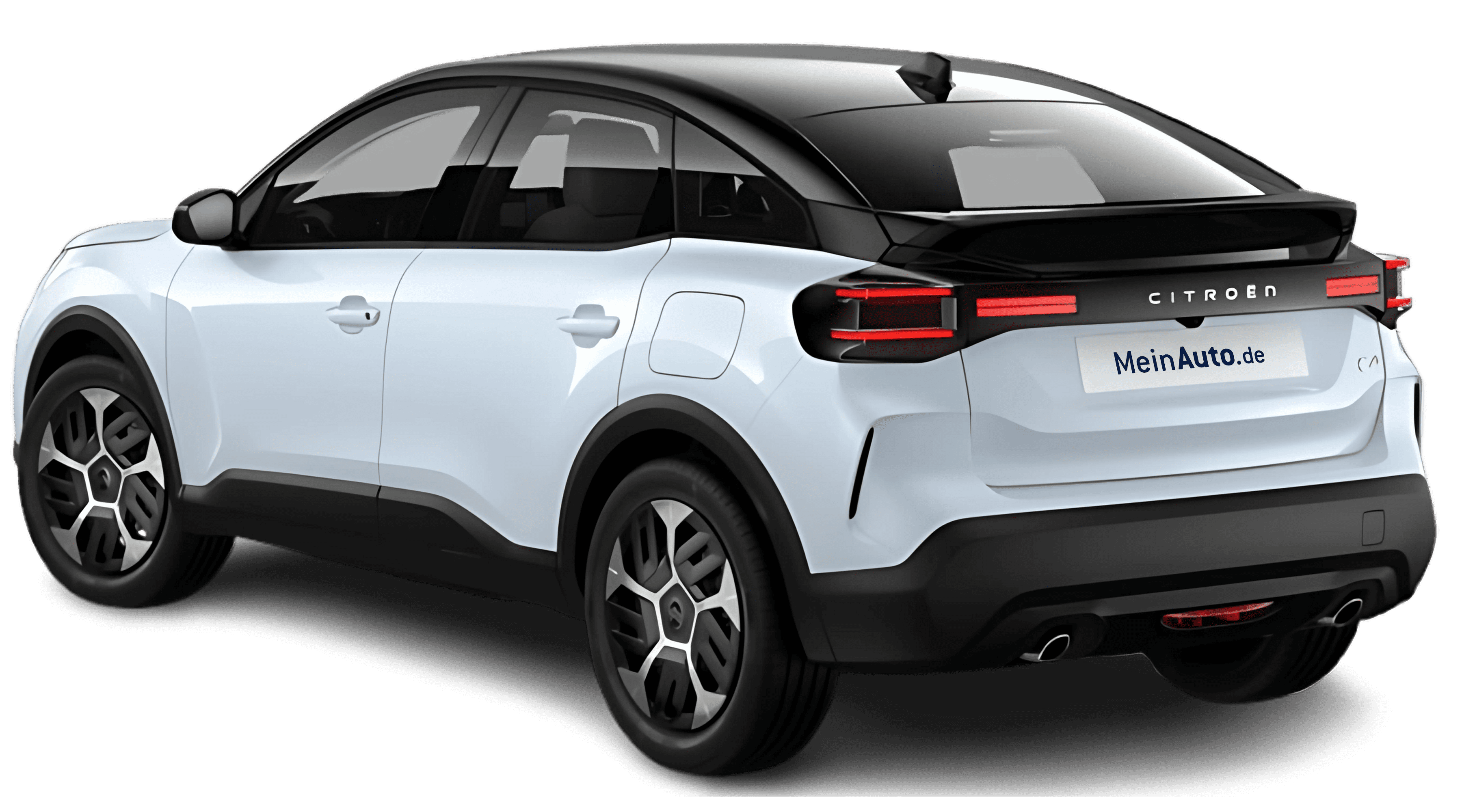 Schräge Heckansicht auf einen Citroën C4, freigestellt