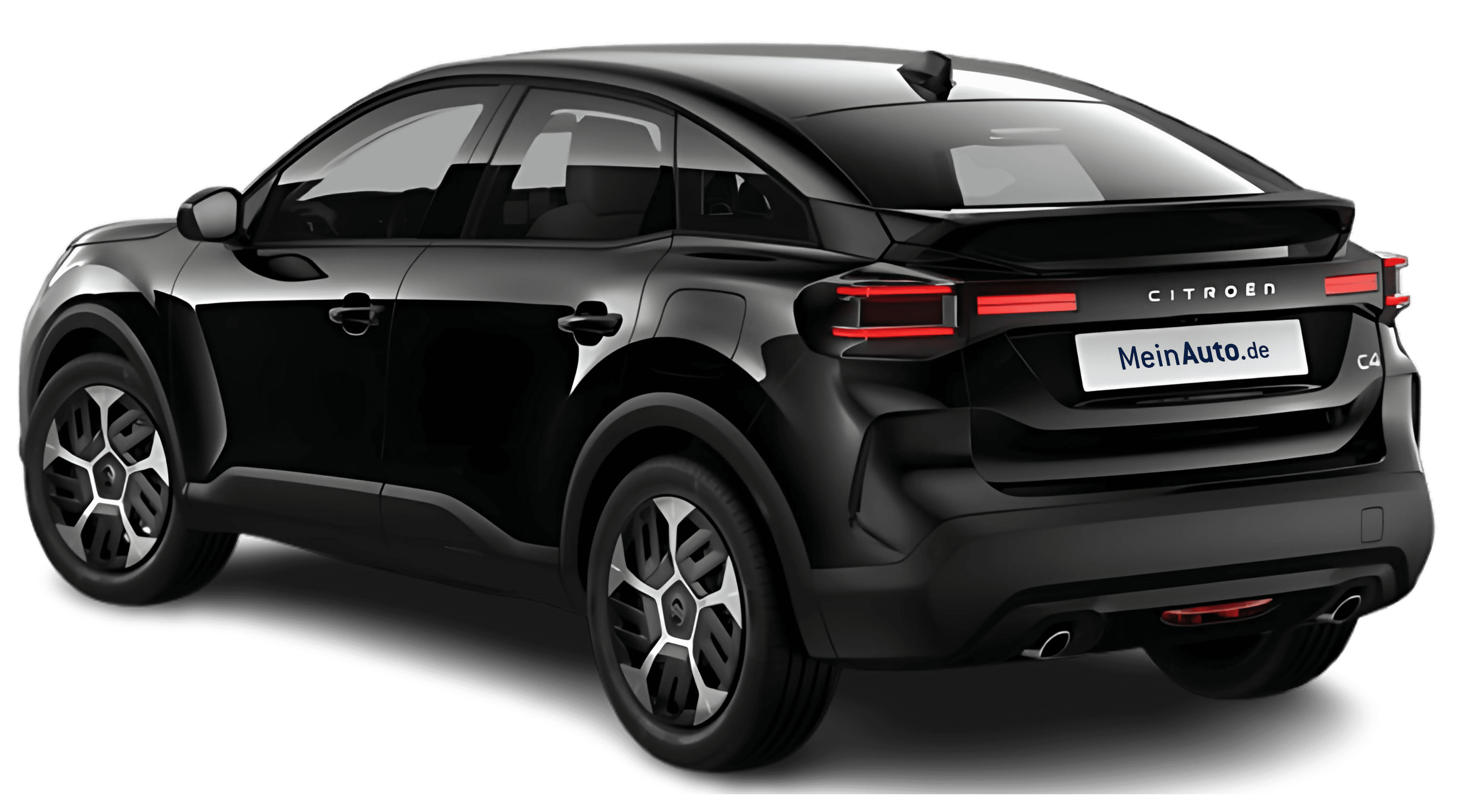Schräge Heckansicht auf einen Citroën C4, freigestellt