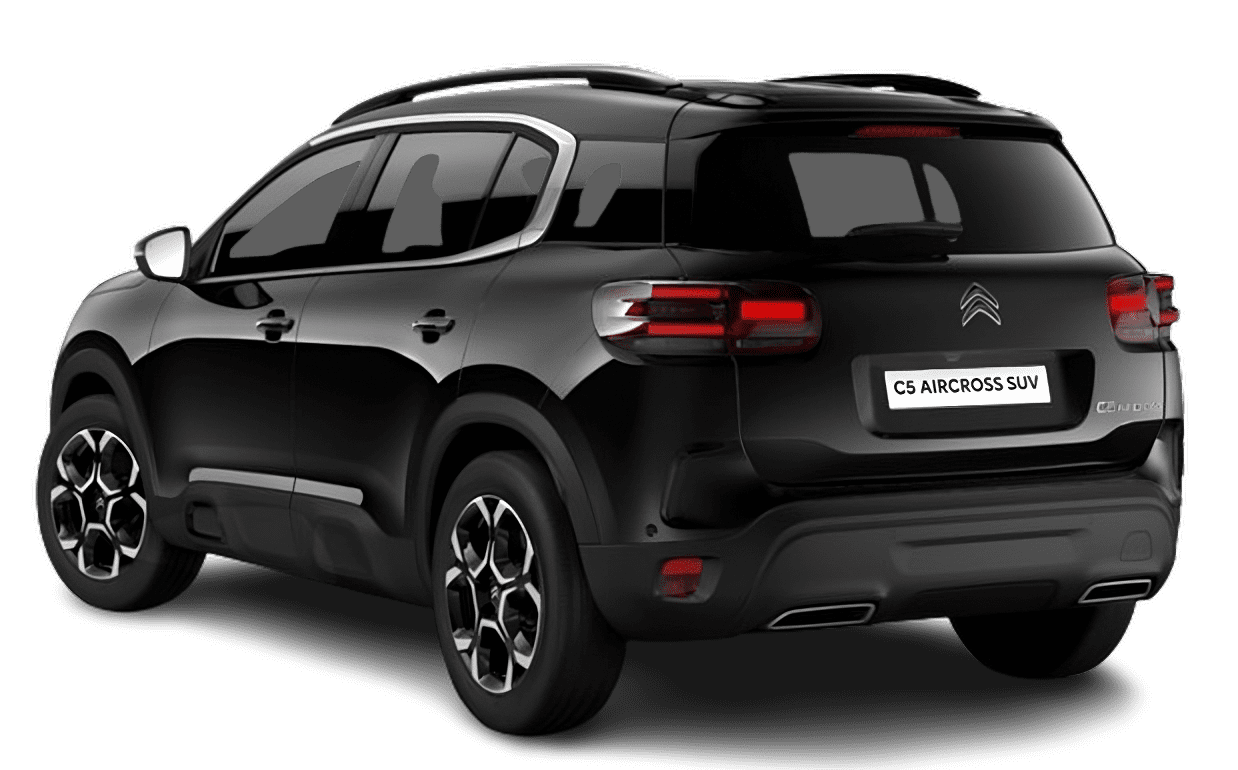 Schräge Heckansicht auf einen Citroen C5 Aircross, freigestellt