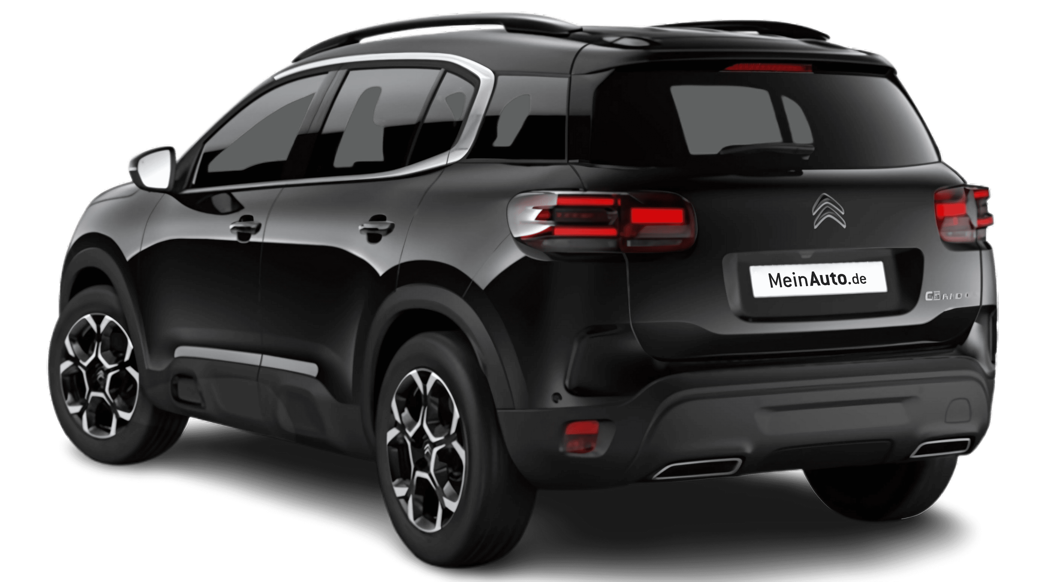 Schräge Heckansicht auf einen Citroën C5 Aircross, freigestellt