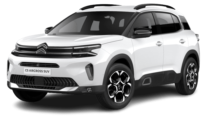 Schräge Frontansicht auf einen Citroen C5 Aircross, freigestellt