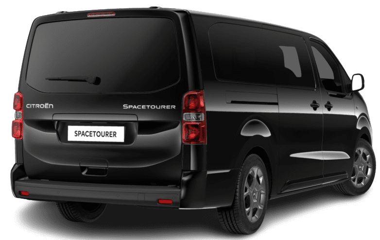 Schräge Heckansicht auf einen Citroen SpaceTourer, freigestellt