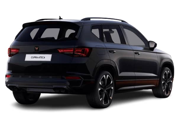 Schräge Heckansicht auf einen CUPRA Ateca, freigestellt