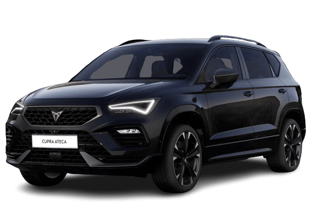Schräge Frontansicht auf einen CUPRA Ateca, freigestellt