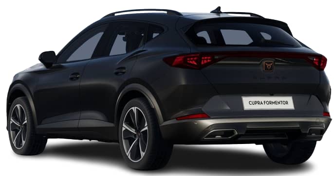 Schräge Heckansicht auf einen CUPRA Formentor, freigestellt