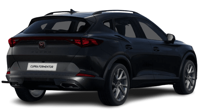 Schräge Heckansicht auf einen CUPRA Formentor, freigestellt