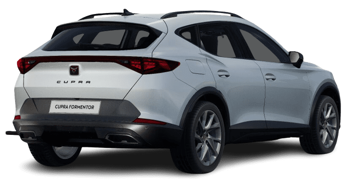 Schräge Heckansicht auf einen CUPRA Formentor, freigestellt