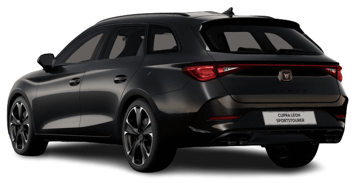 Schräge Heckansicht auf einen CUPRA Leon, freigestellt