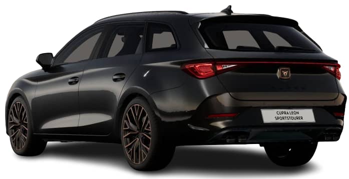 Schräge Heckansicht auf einen CUPRA Leon, freigestellt