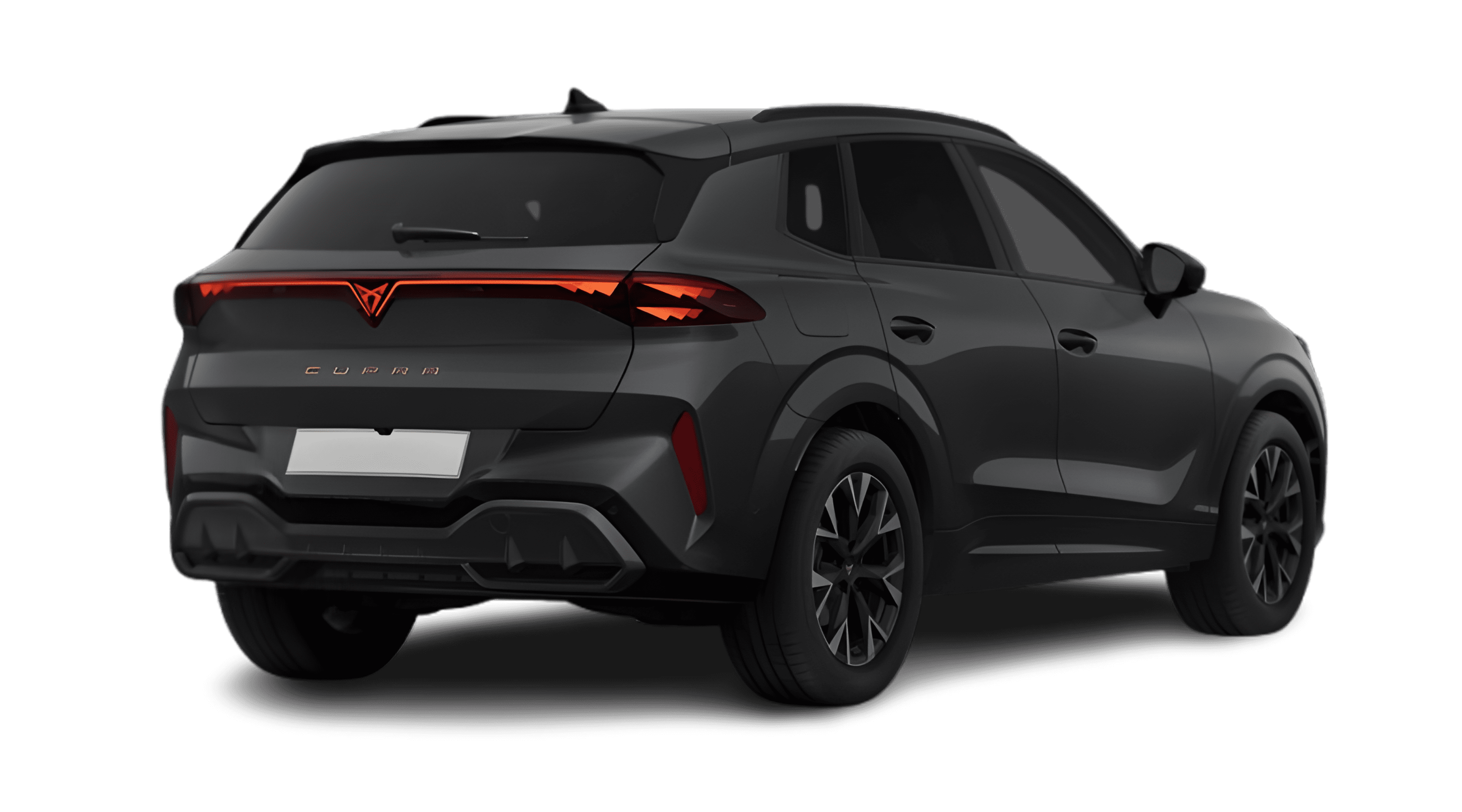 Schräge Heckansicht eines CUPRA Terramar, freigestellt