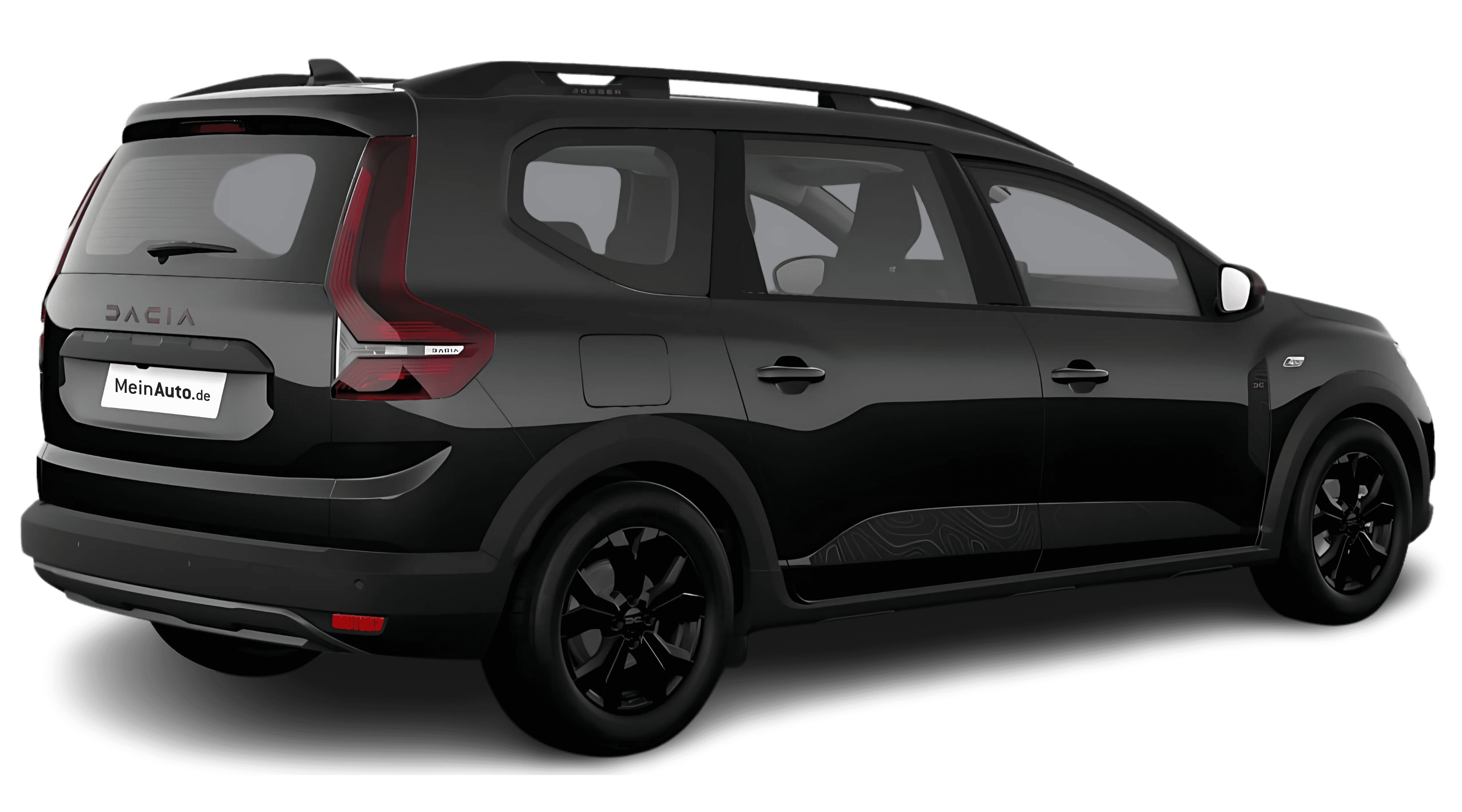 Schräge Heckansicht auf einen Dacia Jogger, freigestellt