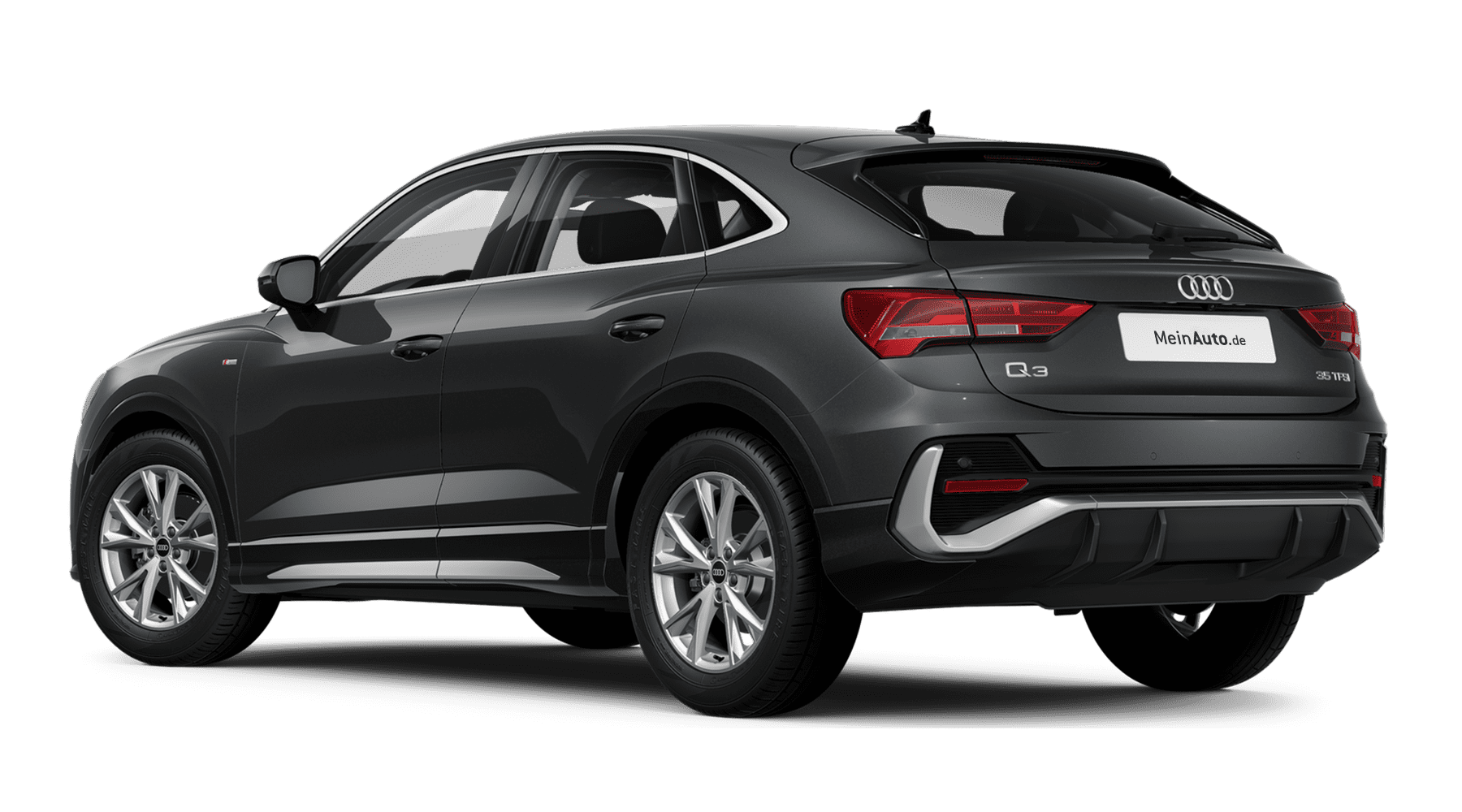 Schräge Heckansicht auf einen Audi Q3, freigestellt