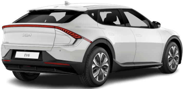 Schräge Heckansicht auf einen Kia EV6, freigestellt