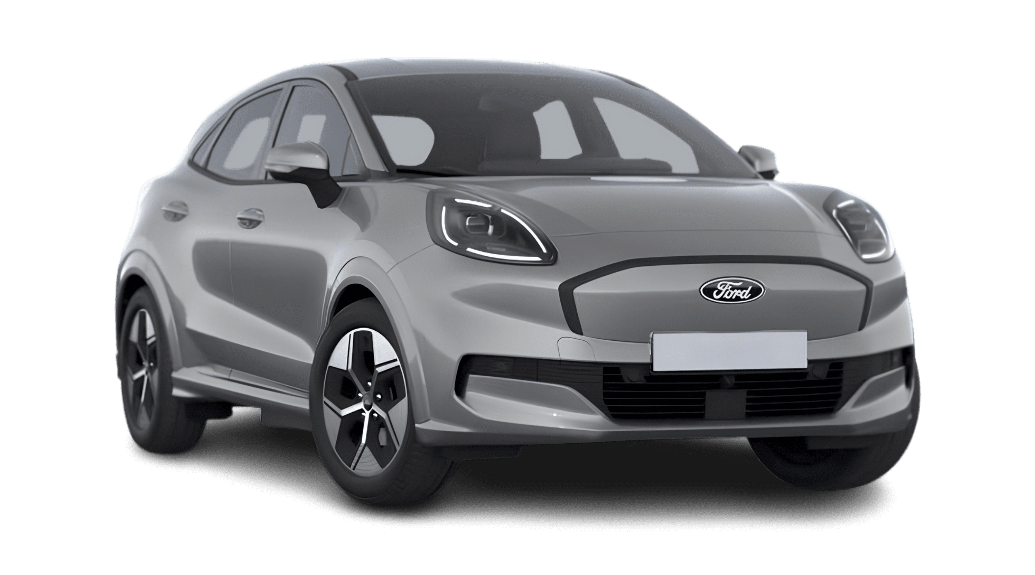 Schräge Frontansicht eines Ford Puma Gen-E, freigestellt
