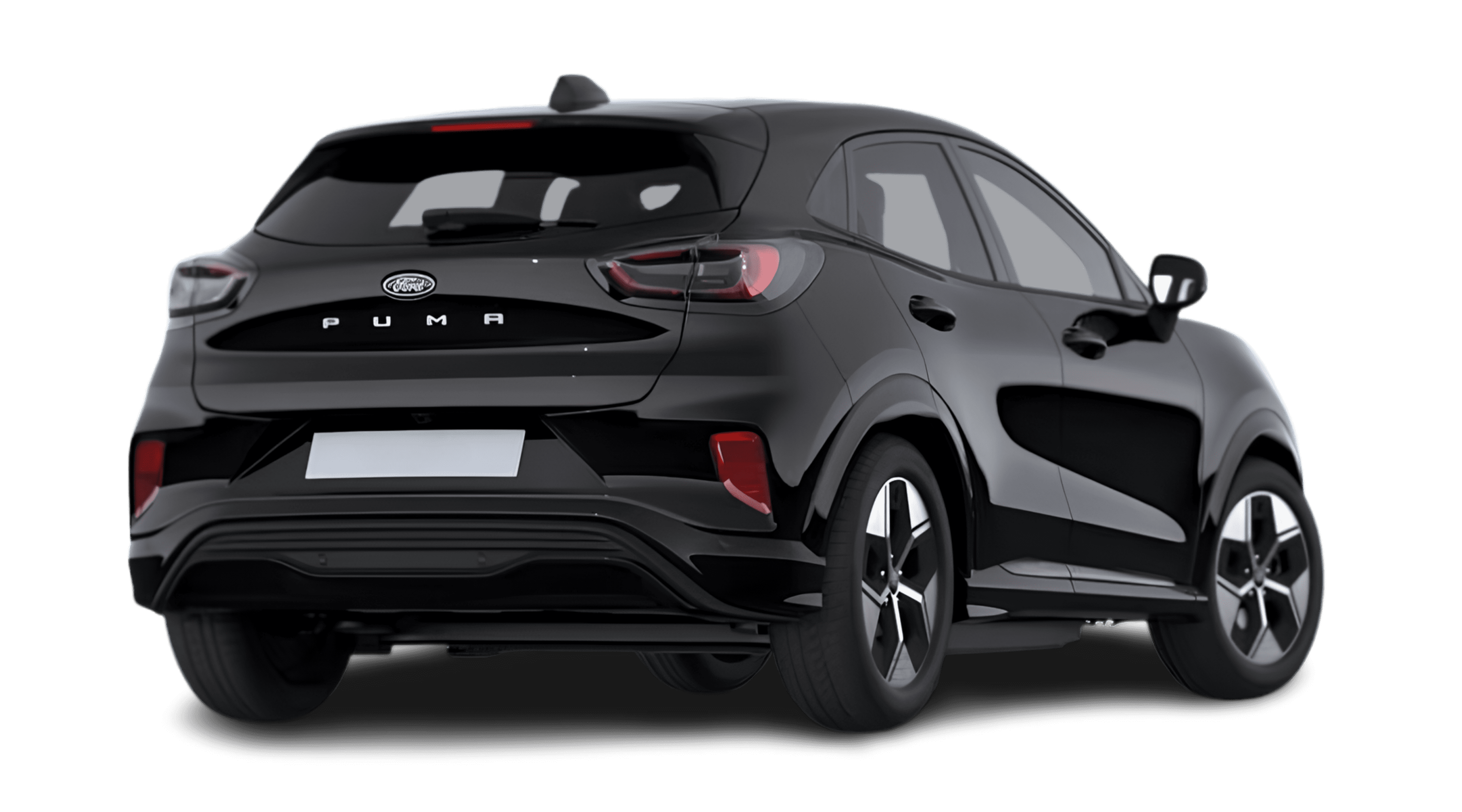 Schräge Heckansicht eines Ford Puma Gen-E, freigestellt