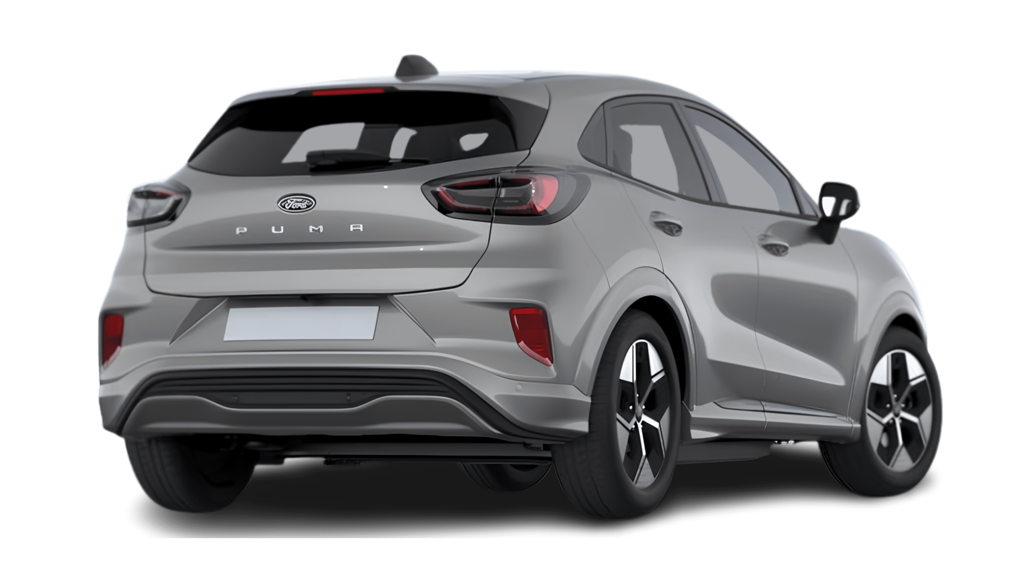Schräge Heckansicht eines Ford Puma Gen-E, freigestellt