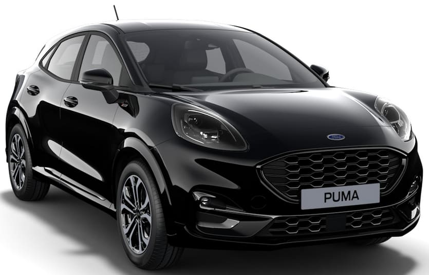 Frontansicht auf einen Ford Puma, freigestellt
