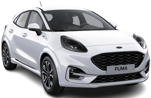 Frontansicht auf einen Ford Puma, freigestellt