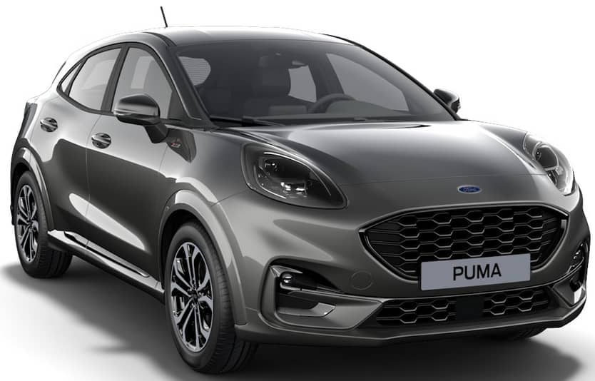 Frontansicht auf einen Ford Puma, freigestellt