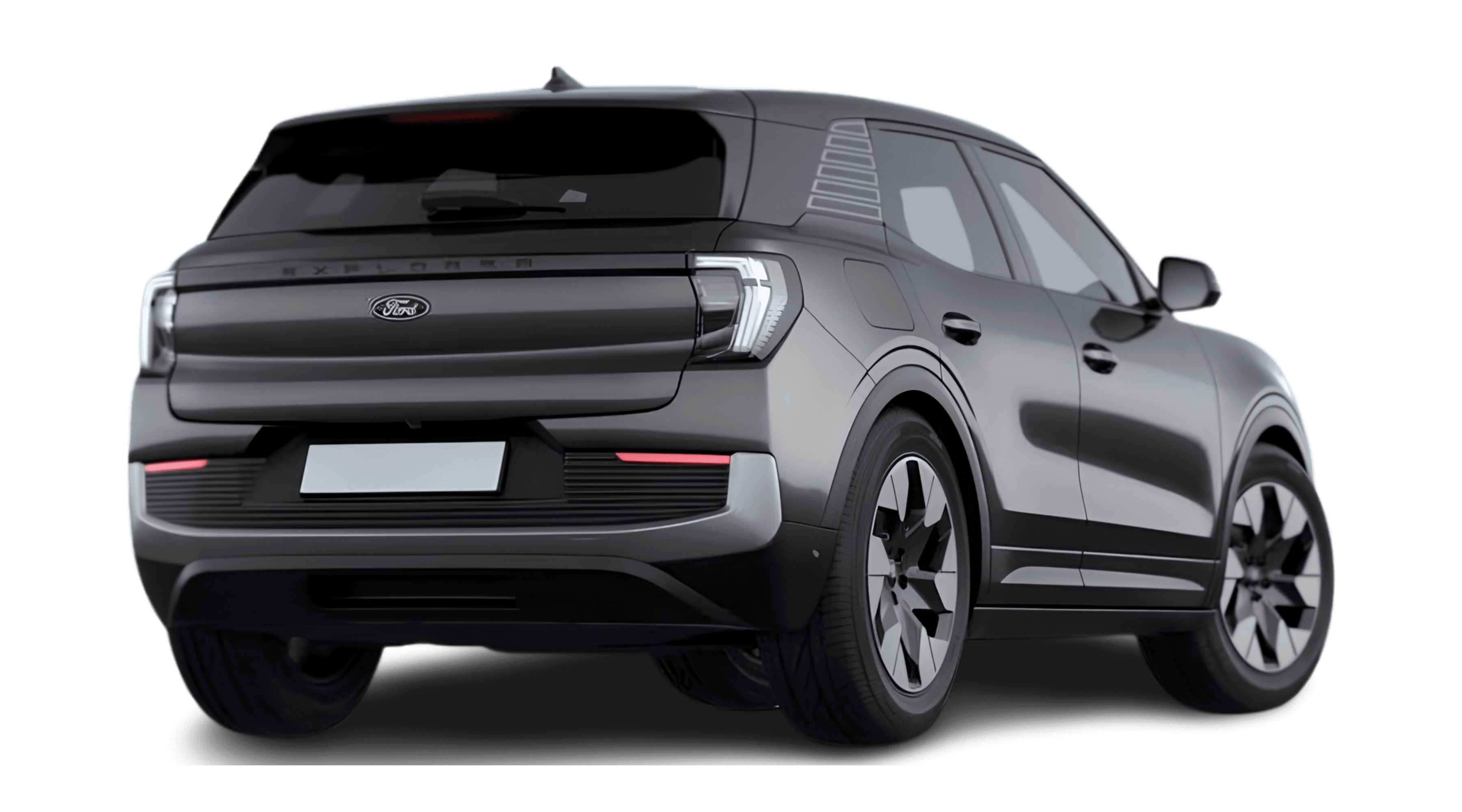 Schräge Heckansicht eines Ford Explorer, freigestellt