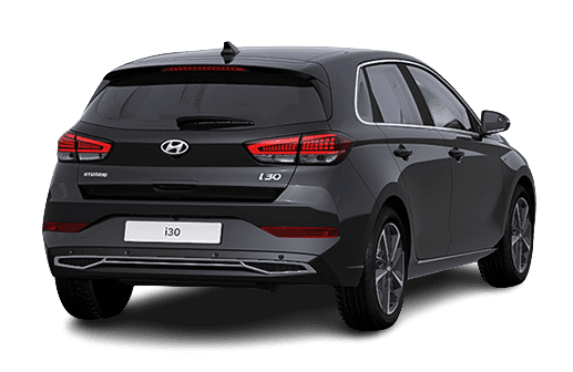 Schräge Heckansicht auf einen Hyundai i30, freigestellt