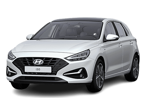 Schräge Frontansicht auf einen Hyundai i30, freigestellt