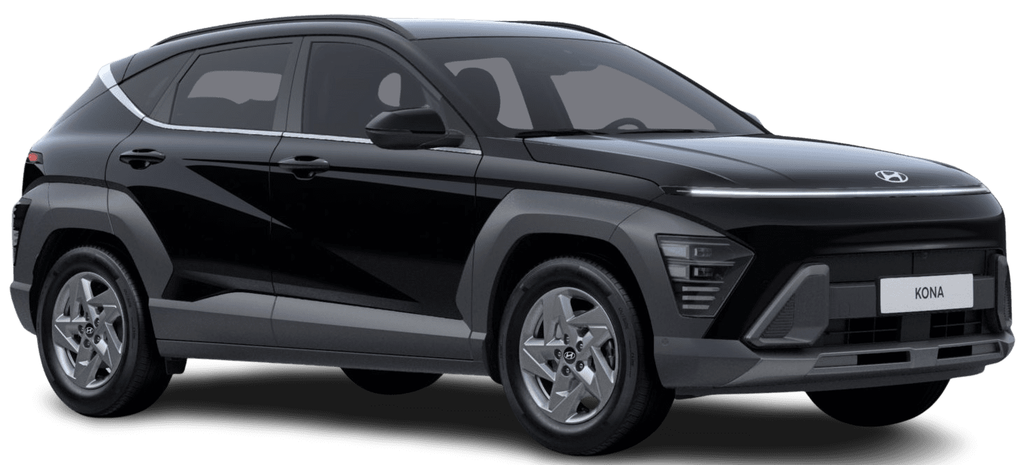 Schräge Frontansicht auf einen Hyundai Kona, freigestellt