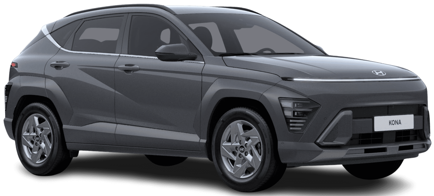 Schräge Frontansicht auf einen Hyundai Kona, freigestellt