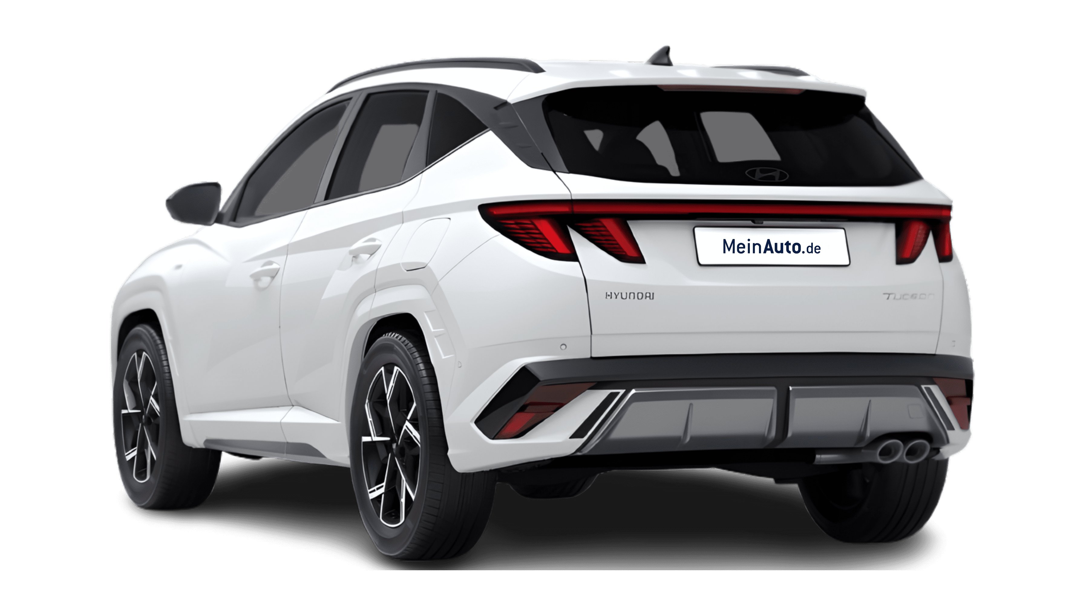 Schräge Heckansicht eines Hyundai Tucson, freigestellt