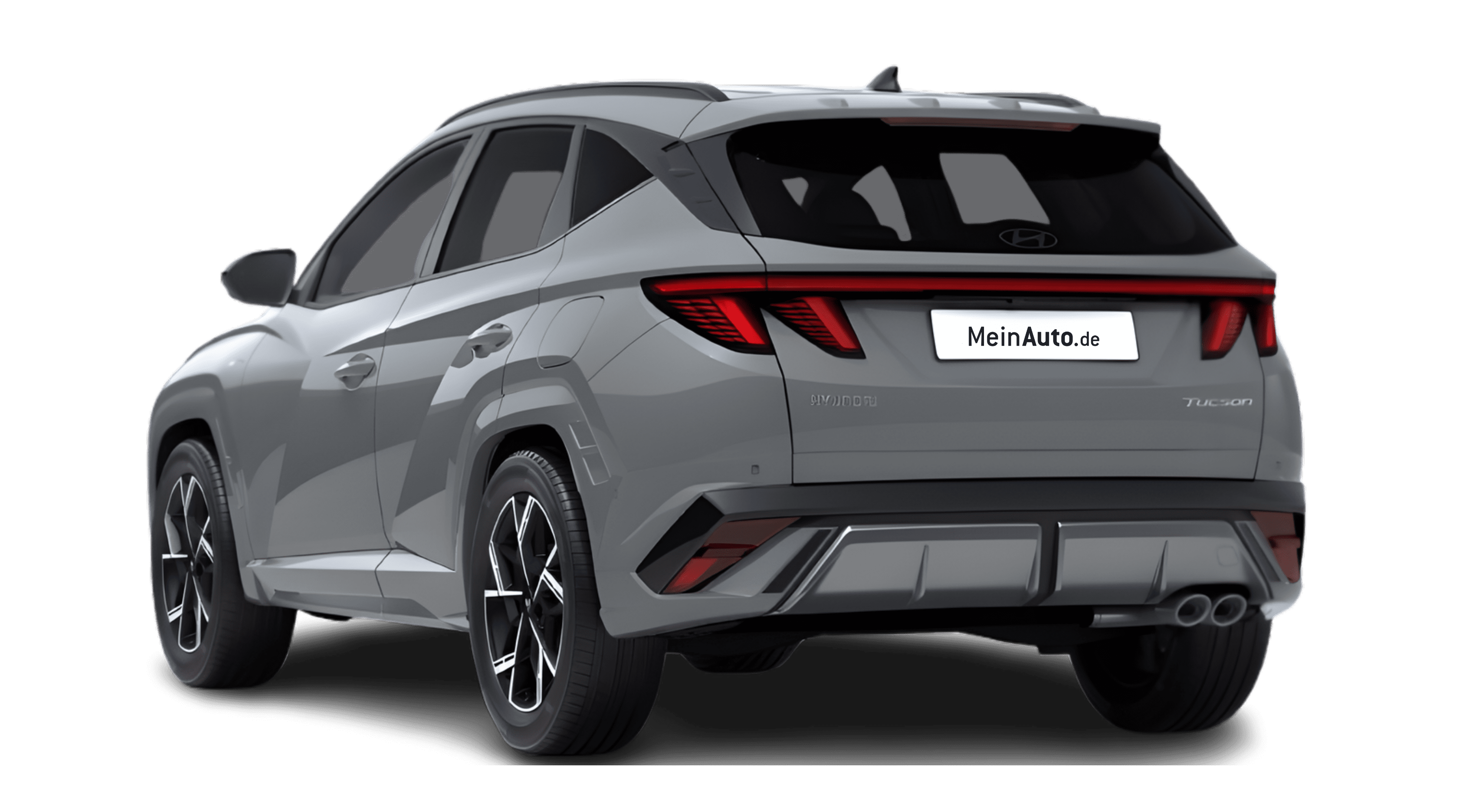 Schräge Heckansicht eines Hyundai Tucson, freigestellt