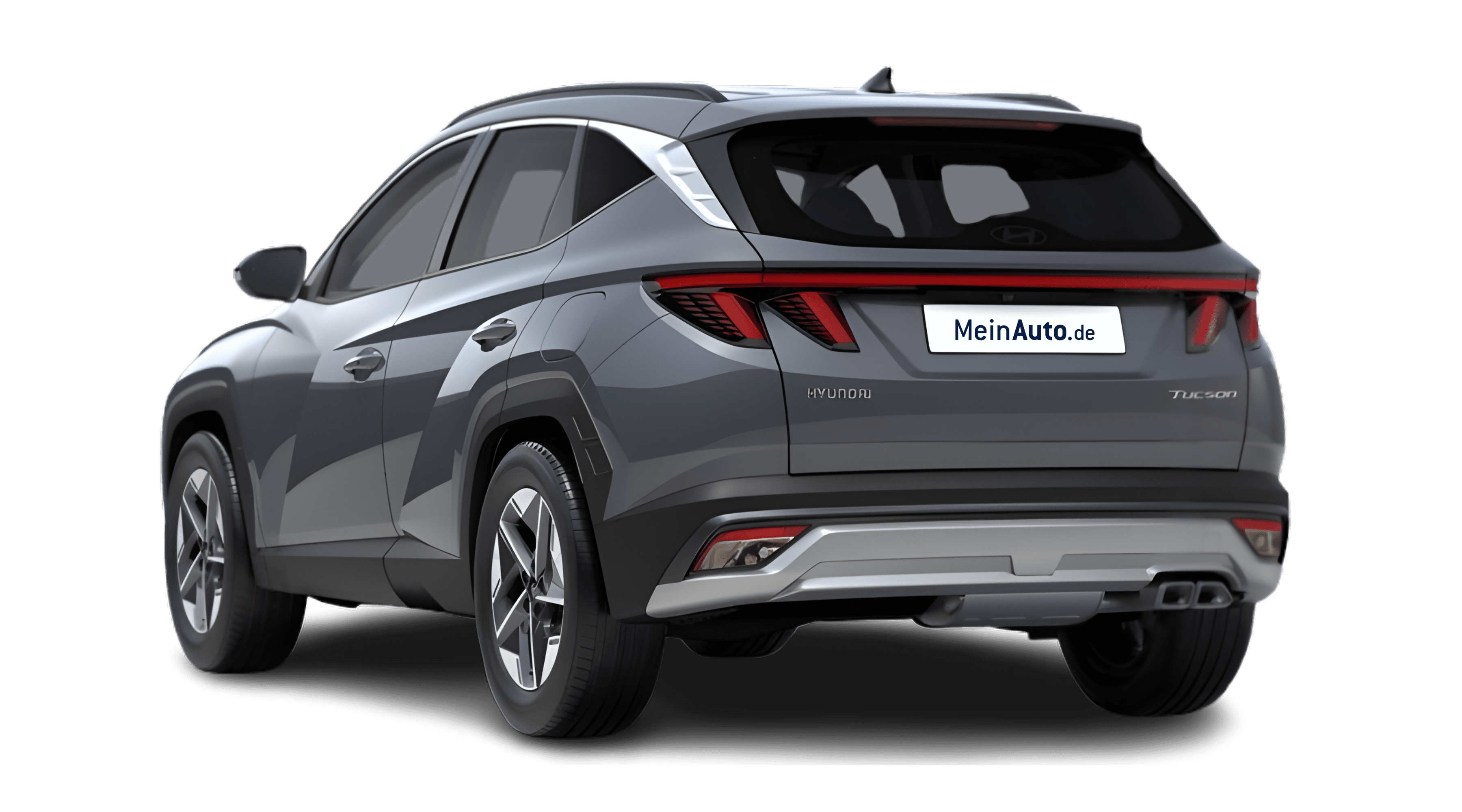 Schräge Heckansicht eines Hyundai Tucson, freigestellt