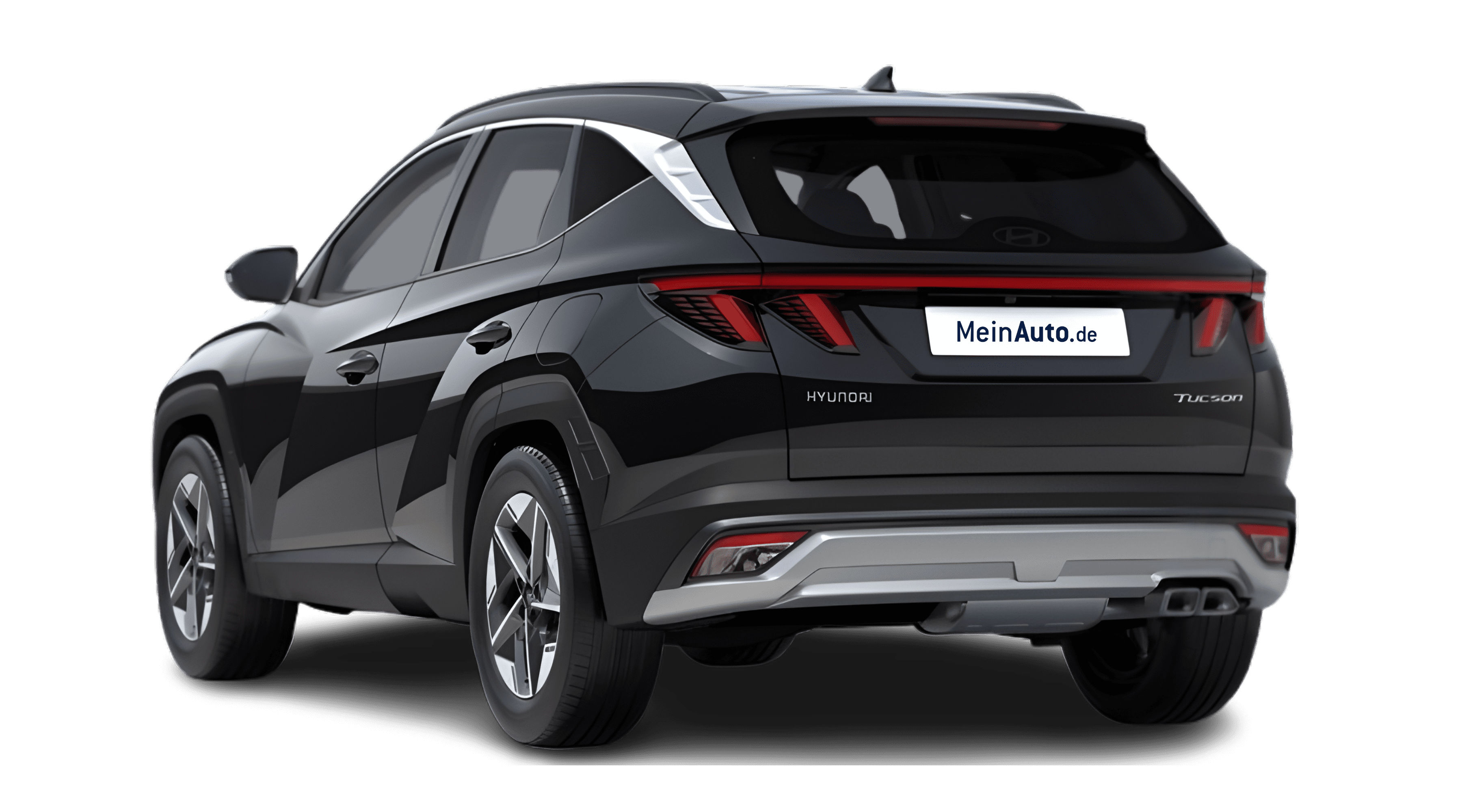 Schräge Heckansicht eines Hyundai Tucson, freigestellt