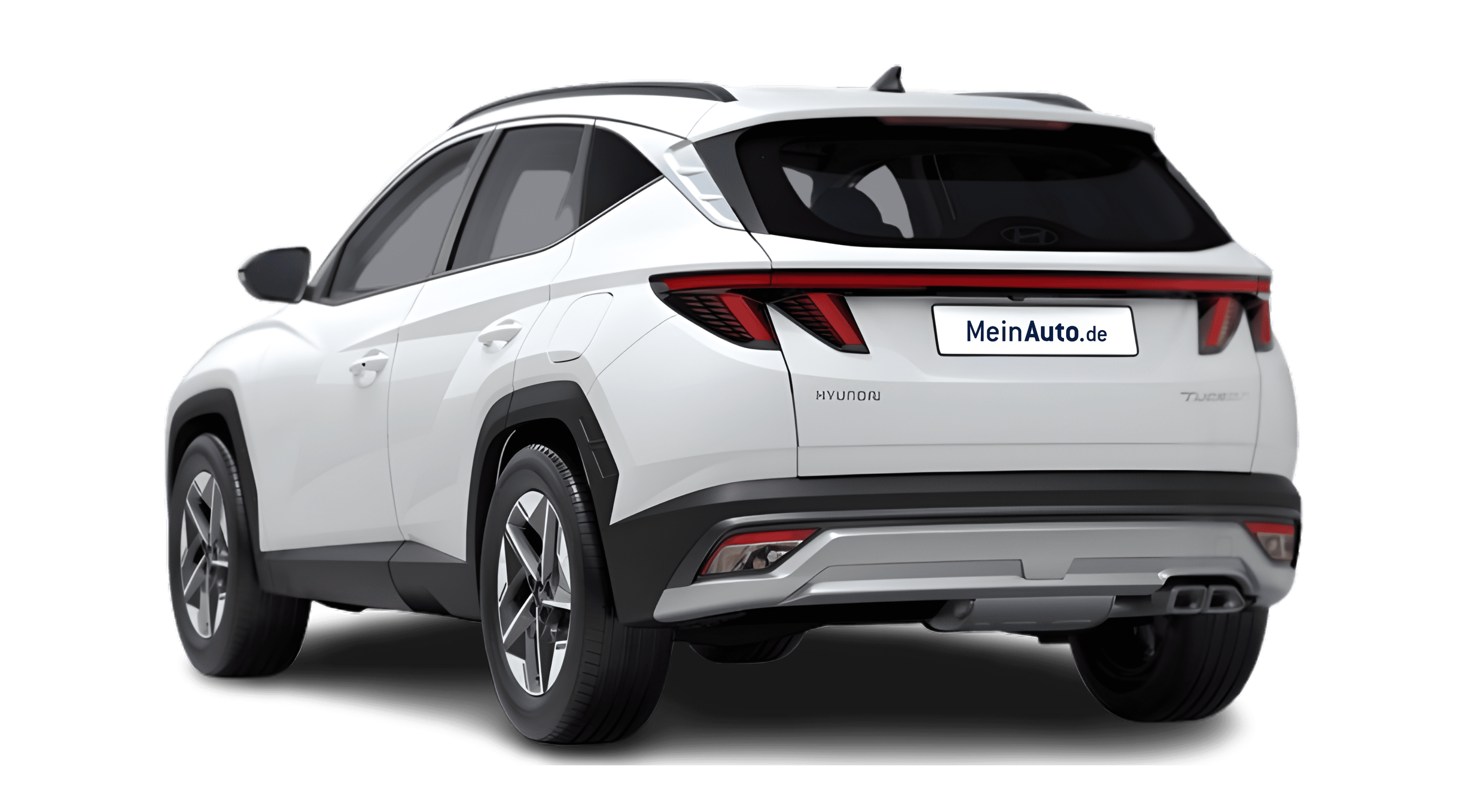 Schräge Heckansicht eines Hyundai Tucson, freigestellt