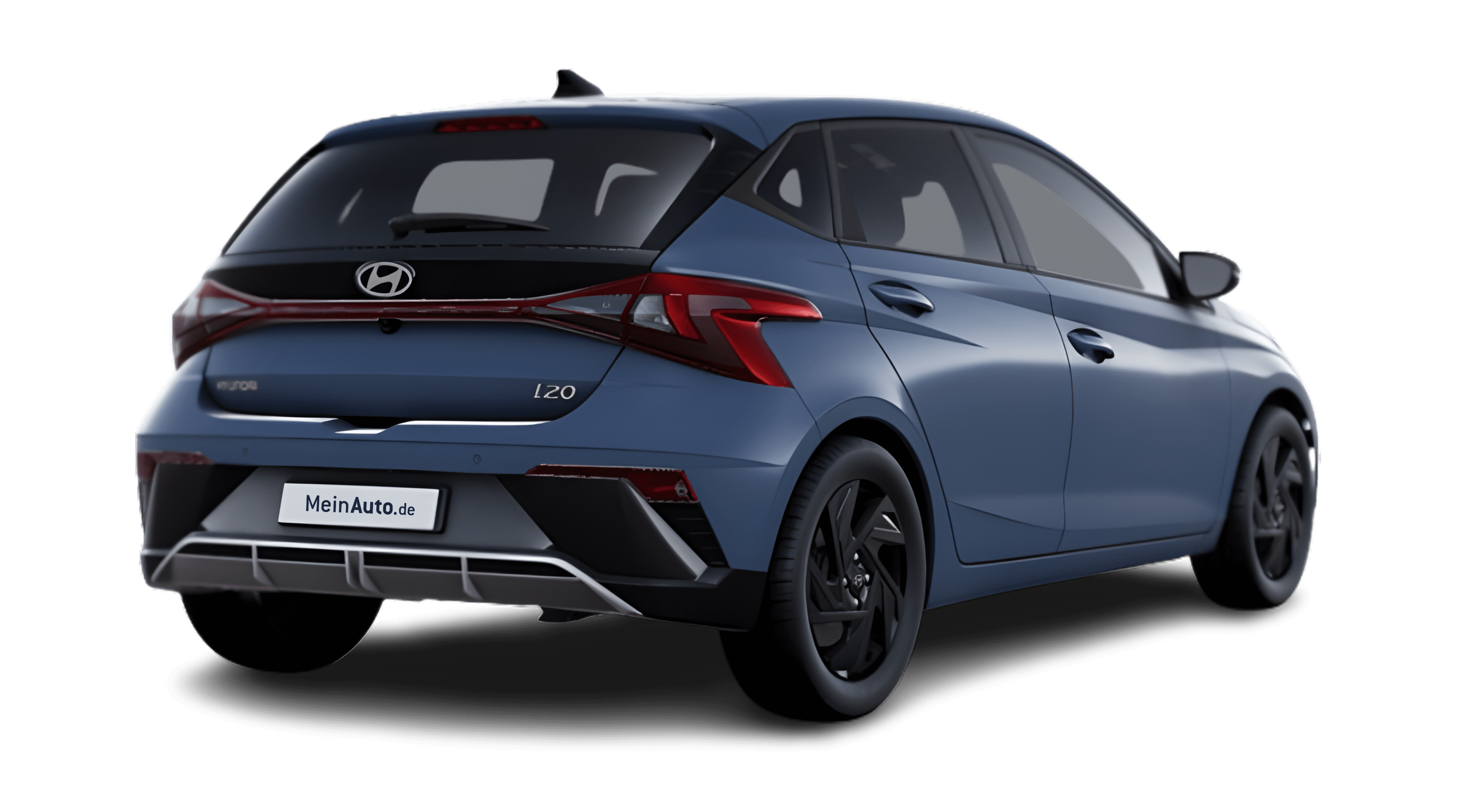 Schräge Heckansicht eines Hyundai i20, freigestellt