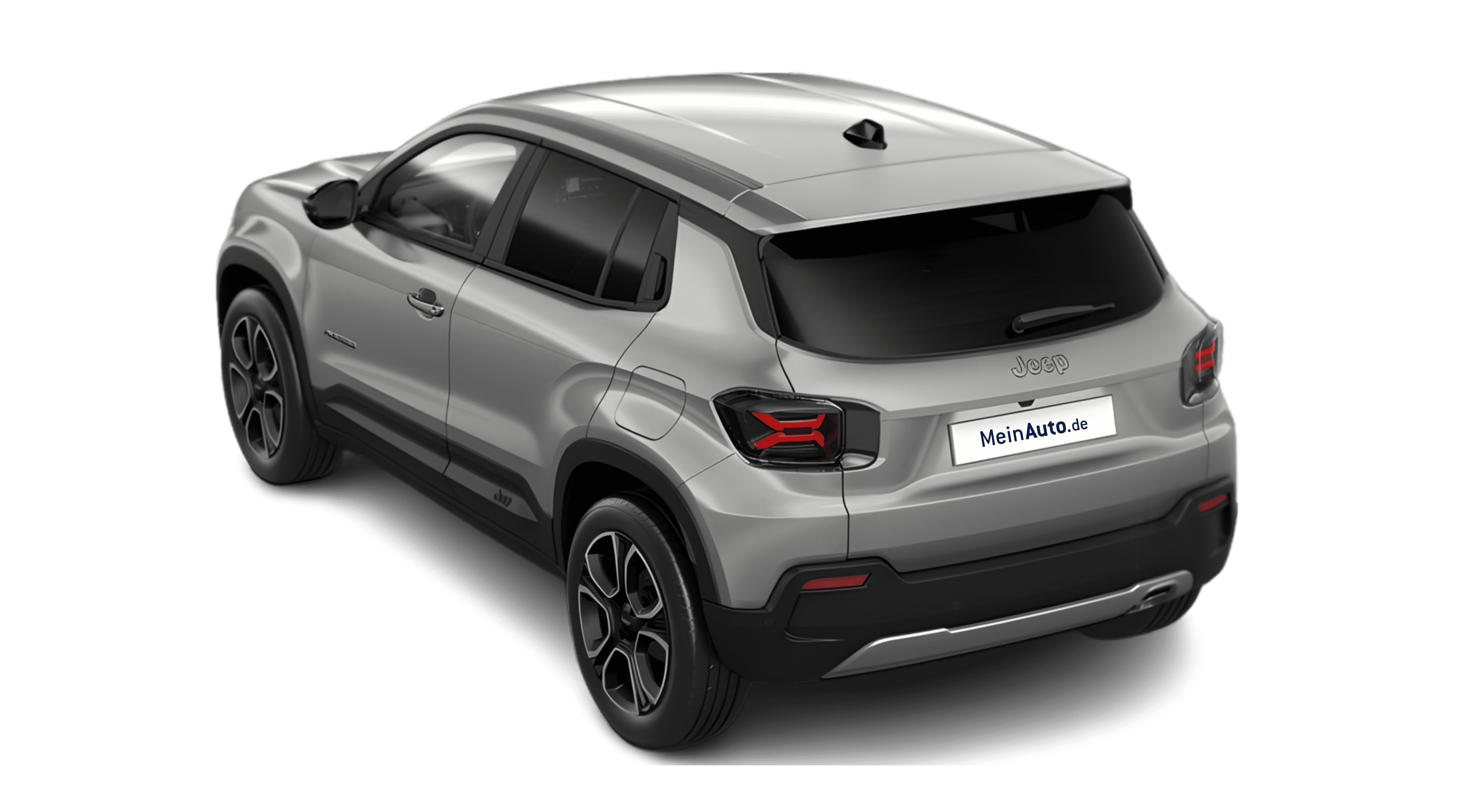 Schräge Heckansicht eines Jeep Avenger, freigestellt